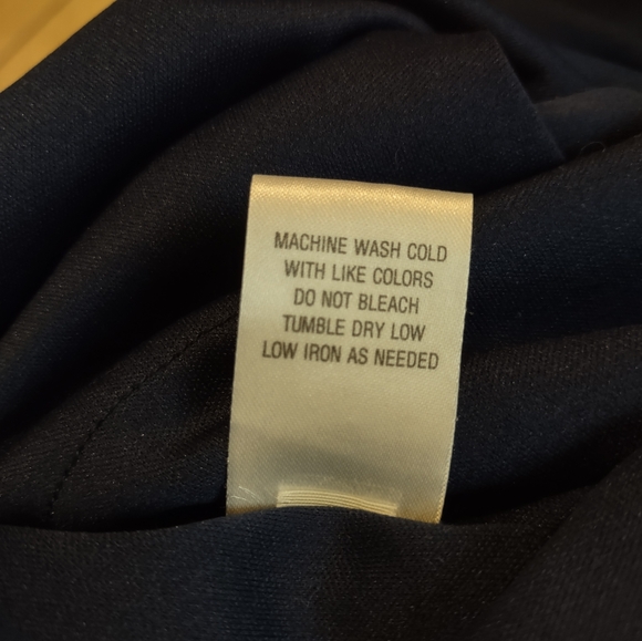 Bethany Size 10 Dress Geometric Layered Sleeveless Shift Navy Blue Tan Dress - Picture 8 of 11